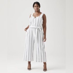 Dex black and white belted jumpsuit